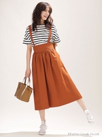 サスペンダー付きギャザースカート/キャメル