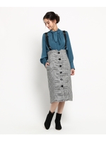 サス付切り替えチェックスカート/ブラック(219)