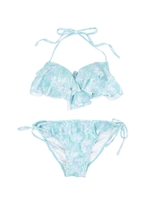 サンゴ柄二段フリルビキニ/サックス