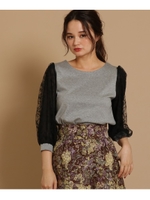 シフォンレース袖プルオーバー/グレー(012)