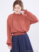 シャーリングシアーブラウス/アプリコット