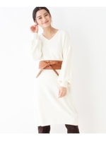 シャギーVネックワンピース/ホワイト系(002)