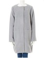 シャギーノーカラー切り替えコート/ライトグレー