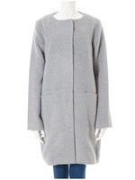 シャギーノーカラー切り替えコート/ライトグレー