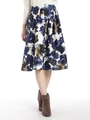 シャンタン大花プリントスカート/ブルー