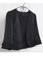 シンプル&スイートなレースボレロジャケット(S〜XL)/ブラック