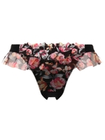 ジュエリング　フラワープリントレース　ストリングショーツ0039/ブラック