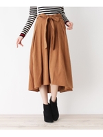 スウェード調リボンアシメスカート/キャメル(041)