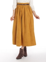 スエードギャザーロングスカート/カラシ