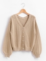 スカシハートカーディガン/ベージュ