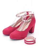 スカラップパンプス/ワイン