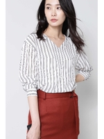 ストライププリントブラウス/ホワイト1(031)