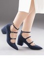 ストラップ5cmヒールFスエード/ネイビー