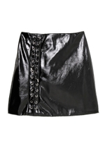 スピンドルレザー台形スカート/ブラック