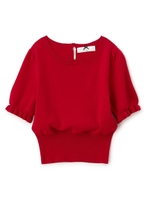 ソデフリルニットトップス/レッド