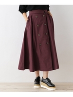 ダブルボタンミディチノスカート/ボルドー(064)