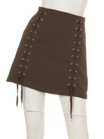 ダブルレースアップミニスカート/カーキ