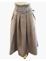 チェックMIX切替スカート/ブラウン