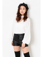 チョーカー付パフTOP/WHITE