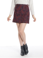 ツイード台形スカート/レッド
