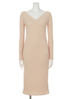 テレコオープンVネックワンピース/アイボリー