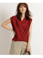 デザインタックノースリーブシャツ/ブラウン(042)