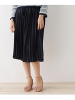 デザインベルトプリーツスカート/ブルー系(095)