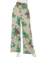 トロピカルリーフプリントパンツ/ベージュ