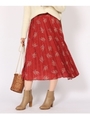 ドットフェザープリント　プリーツスカート/ボルドー(164)