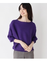 ドルマンスリーブリブニット/パープル(083)