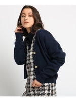 ドロップショルダーVネックカーディガン/ダークネイビー(094)