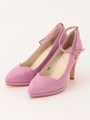 ハートカットファー付きパンプス/ピンク系