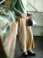 ハイウエストドットワイドパンツ/ベージュ柄