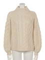 ハイネックケーブルニットTOPS/WHT