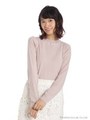 ハイネックビジュー付きプルオーバー/ピンク