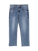 バックフレイドヘムデニムパンツ/ブルー