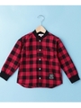 ビエラ織りチェックシャツジャケット/ワインレッド(263)