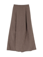 ピーチスキンタックフレアロングスカート/ブラウン