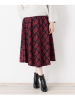 ピーチチェックフレアスカート/ワインレッド(263)