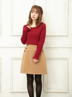 フェイクウール台形/スカート/キャメル