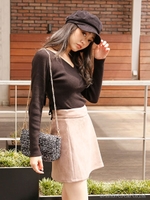 フェイクスエードタックフレアSK/モカ