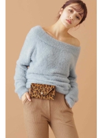 フェザーオフショルダーニット/SAX(110)