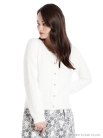 フェレットタッチビジュー釦カーディガン/オフ