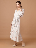 フラワープリントイレギュラーヘムワンピース/ベージュ