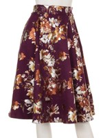 フラワープリントミドルスカート/PURPLE