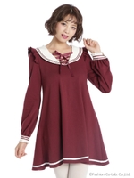 フリルセーラーワンピース/ワイン