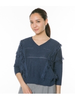 【AULI】 フリンジドルマンプルオーバー/ネイビー(018)