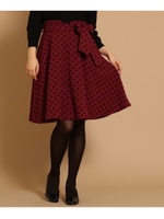 フロッキードットスカート/ボルドー(064)