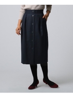 フロントボタンナロースカート/ネイビー(093)