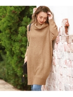 ブークレオフタートルニットワンピース/ベージュ(005)